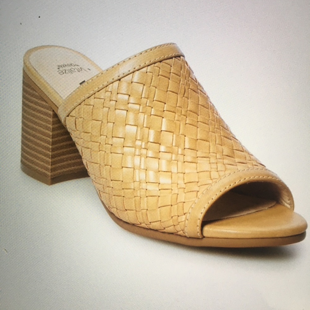 Sonoma Woven Tan Open-Toe Block Heel Sandal